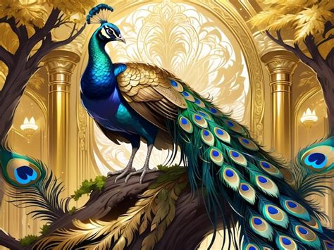 Premium Photo A Peacock Sitting On Top Of A Tree Peacock Exquisite