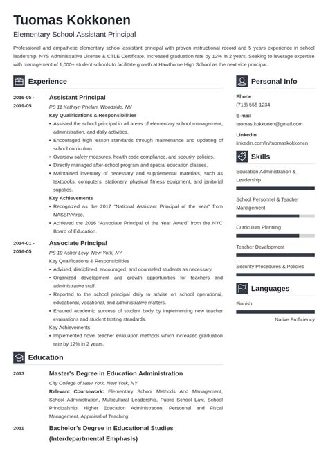 Assistant Principal Resume Template And Guide 20 Examples