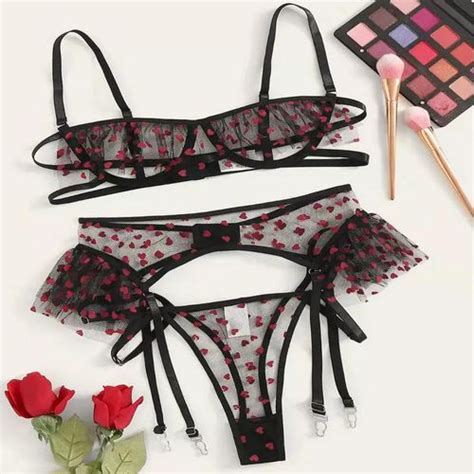 Sexy Lingerie See Through Mesh Women Sexy Mesh Transparent Lingerie Set Gorgeous Black S