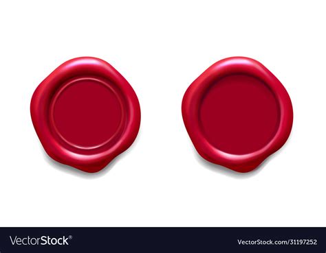 Red Wax Seal Realistic Medieval Certificate Stamp Vector Image