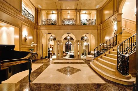 Luxury Mansion Home Foyer Staircase Night View Architecture And Luxury