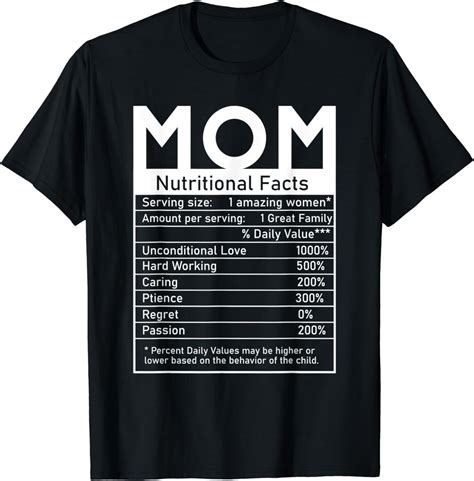 Mom Nutritional Facts Funny Mother Day T Shirt Amazon Fr Vêtements