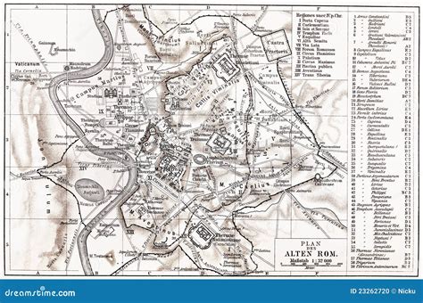 Vintage Map Of Ancient Rome Stock Photo - Image: 23262720