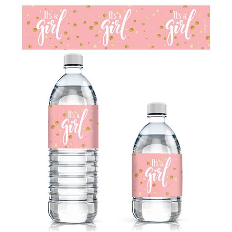 Buy Pink And Gold Its A Girl Baby Shower Water Bottle Labels 24