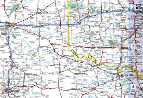 Map of I-27 interstate highway Texas with interchange and exit numbers - US