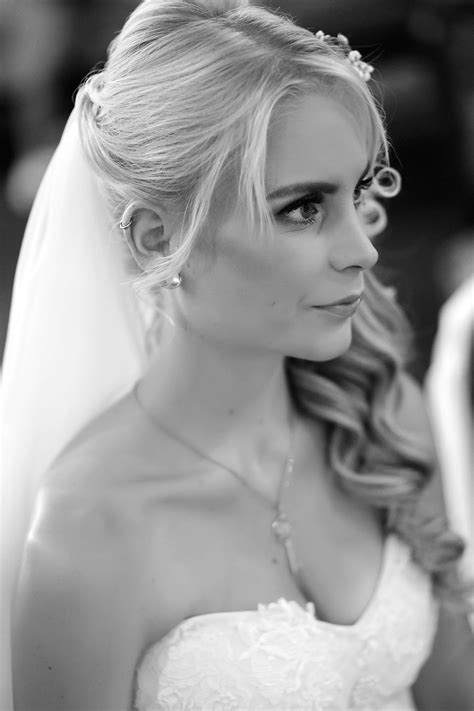 Image libre voile la mariée Jolie fille magnifique cheveux blonds monochrome blonde