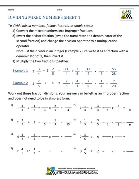 How To Divide Mixed Numbers