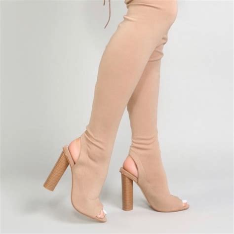 Public Desire Shoes Public Desire Stella Nude Lycra Boot Poshmark