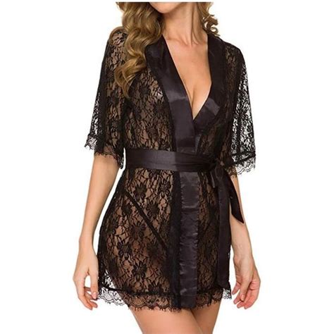 Nuisette Femmes Sexy Lingerie Babydoll Vêtements de Nuit Sous Vêtements Dentelle Manteau Slip