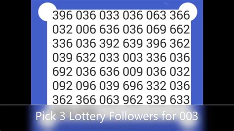 Pick 3 Lottery Follow Up S For 003 Youtube