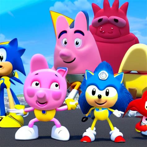 KREA AI - sonic, peppa pig and the paw patrol crossover epis...