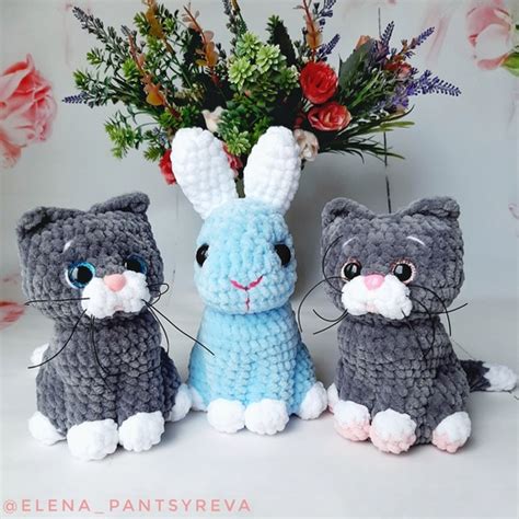 Мастер класс Котенок и Зайчонок, вязаный котик и вязаный кролик крючком ...