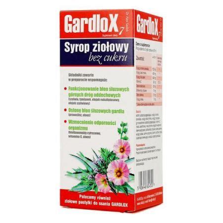 Gardlox 7 Syrop ziołowy bez cukru 120 ml Ból gardła Przeziębienie i