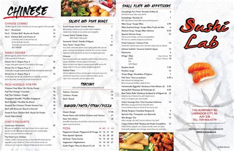 Online Menu Of Sushi Lab Restaurant Labrador City New Foundland And