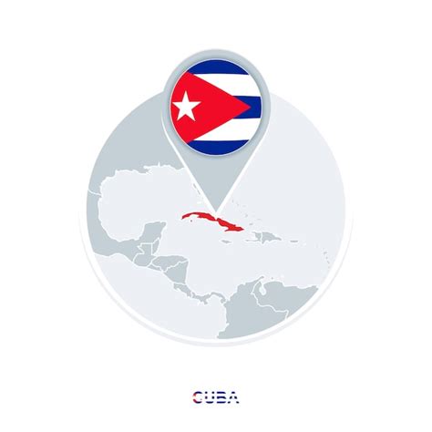 Premium Vector Cuba Map And Flag Vector Map Icon With Highlighted Cuba