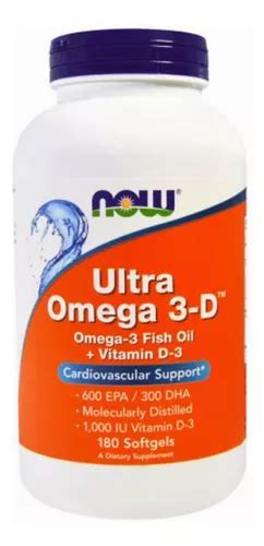 Ultra Omega 3 + Vit D3 1000 UI (180 geles) Now Foods