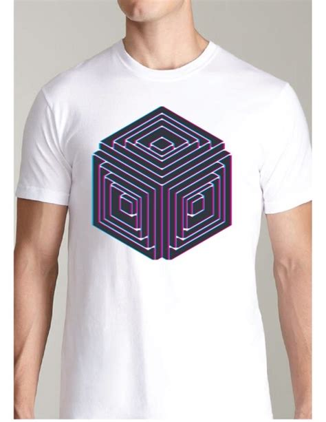 3d Cube Optical Illusion Men S White Tee Shirt