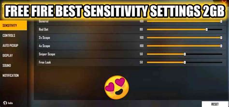 Free Fire Sensitivity Settings One Tap Headshot For Gb Gb Gb Ram