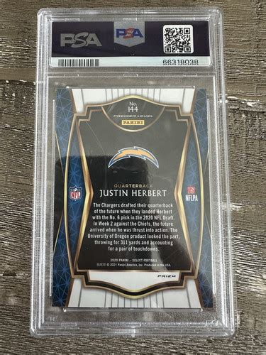 Panini Select Justin Herbert Silver Prizm Psa Rookie Chargers