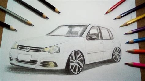 Volkswagen Golf Rebaixado I Desenho Realista Speed Drawing Cars