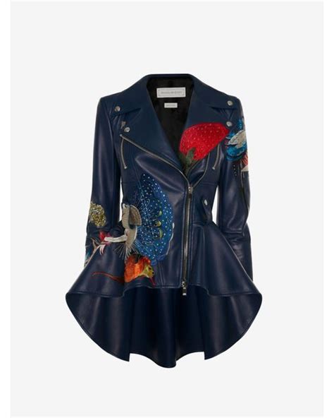 Alexander McQueen Hieronymus Bosch Leather Peplum Jacket In Blue Lyst UK