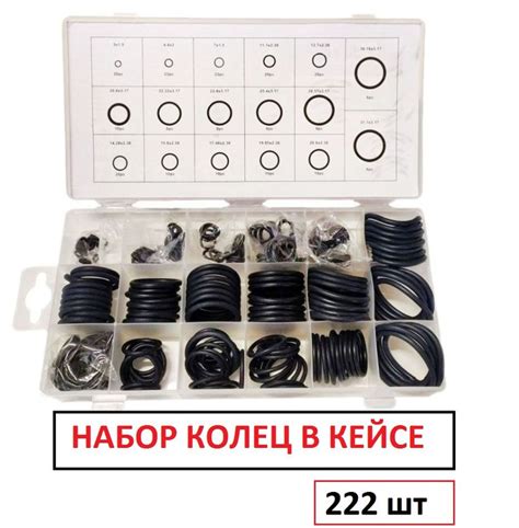 Кольца уплотнительные 17 размеров (222шт в упаковке) в кейсе /Набор ...