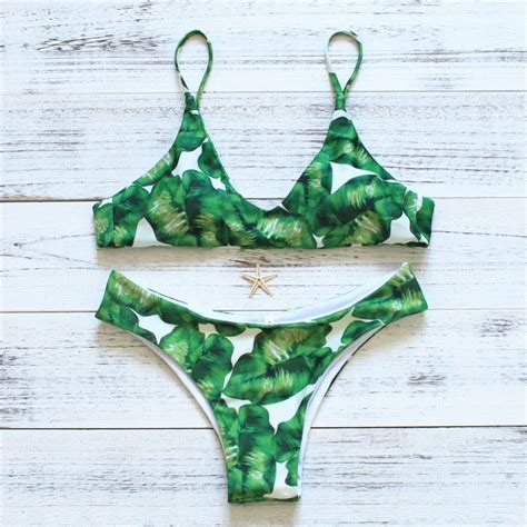 New Bikini Swimsuit Swimwear Biquinis Sexy Floral Printed Push Up Bathing Suit Beachwear
