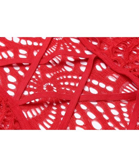 Women Sexy Fishnet Lace Floral Teddy Bodysuit Lingerie Plus Size With G String Red C Cw N