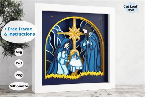 D Nativity Shadow Box Svg Christmas Graphic By Cutleafsvg Creative