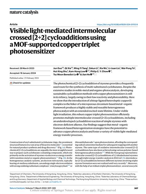 Visible Light Mediated Intermolecular Crossed 2 2 Cycloadditions