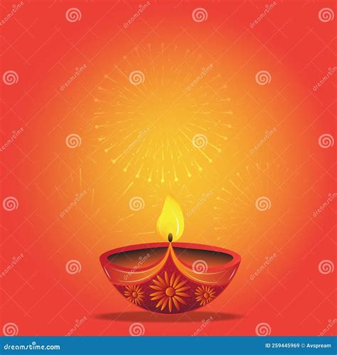 Happy Diwali Diya Oil Lamp With Crackers On Red Background