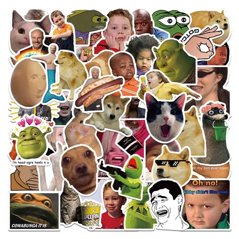 50 Popular Internet Influencer Meme Doodle Diy Waterproof Stickers For ...