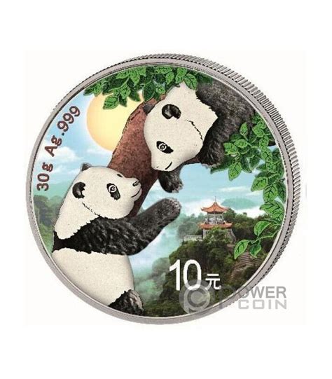 China Panda Colored Moneda Plata Yuan China