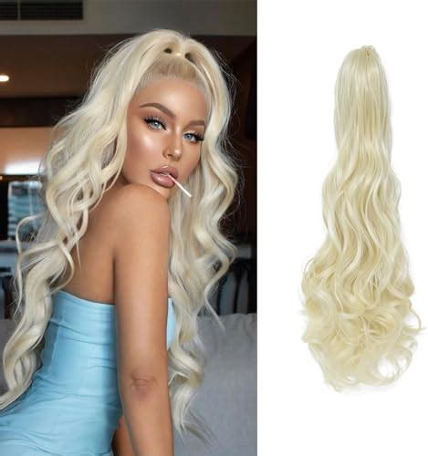 Amazon Manetique Curly Blonde Ponytail Extension Claw Clip In