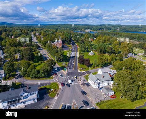 west boylston historic town center aerial view including