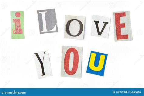 I Love You Paper Cut Letters Newspaper Magazine Cutouts Stock Photo