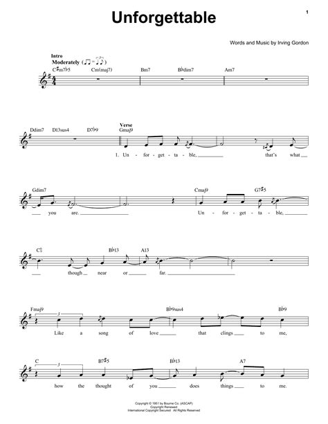 Unforgettable By Nat King Cole Sheet Music For Pro Vocal At Sheet Music