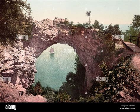 Arch Rock Mackinac Island Michigan Circa 1899 Stock Photo Alamy