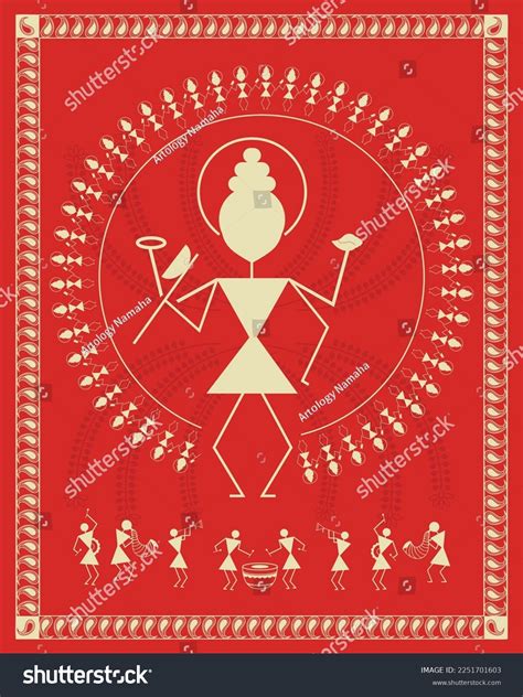 Vishnu Parashurama Avatar Warli Art Painting Stock Vector Royalty Free