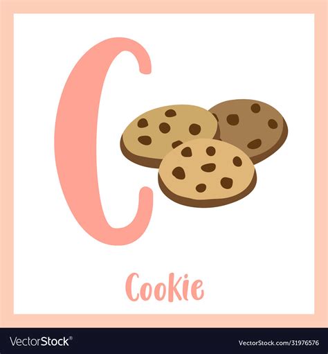 Letter c vocabulary cookie Royalty Free Vector Image