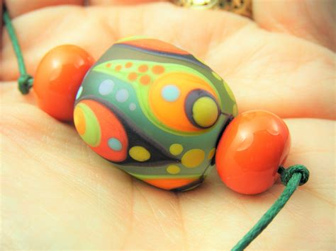 Moogin Beads Detailed Oval Extra Large Focal Lampwork Glass Bead Set