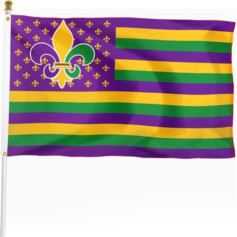 Mardi Gras Flag 3x5 Ft Outdoor Fat Tuesday Holiday Masquerade Carnival