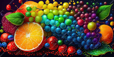 Premium Photo | Red fruits and very colorful fruits generative ai