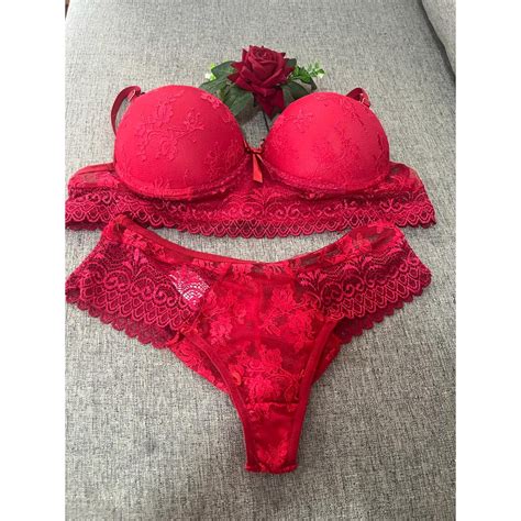 Conjunto Feminino Lingerie De Renda Bojo Bolha Moda Sexy Shopee