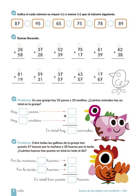 Operaciones y problemas de sumas y restas llevando 2º 3º Primaria