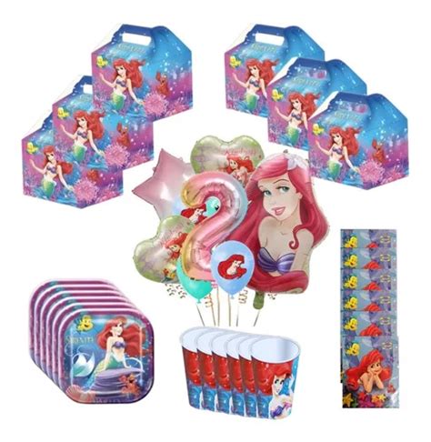 Kit De Cumpleaños Globos Sirena Sirenita Ariel Princesas