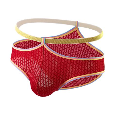 Penkiiy Men S Sexy Underwear Low Waist Ice Silk Briefs Skinny Breathable Bikini Underpants L