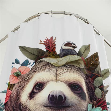 Aesthetic Luxury Sloth Sherpa Shower Curtain for Restrooms - Bluefink