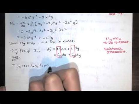 17 A Second Example Solving An Exact Differential Equation With An