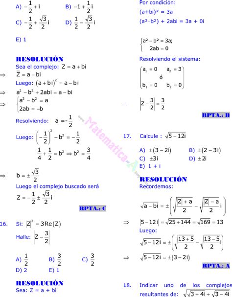 N Meros Complejos Ejercicios Resueltos Matematicas Problemas Resueltos